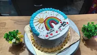 Dark Chocolate# Customised RAINBOW Children's day theme based# home made# nutrient based#veg cake.🍰🍰