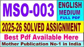 MSO 003 solved assignment 2025-26 || mso 003 solved assignment 2026 in English || ignou mso3