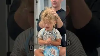 Cute girl only let's Dad do her hair  and...