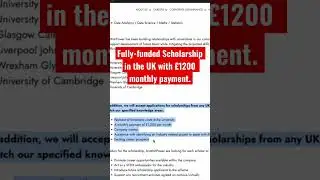 Fully-funded Scholarship in UK University |  &pound;1200 Monthly Stipend #scholarship #unitedkingdom
