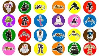 Spin Wheel, Skibidi Pomnim Kereta Steam, Dj Music Man, Mike Wazowski, Megatron, Jax