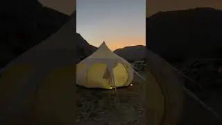Nomadic Glamping setup in a UAE Wadi at Sunset 🇦🇪