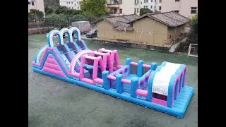18x5m outdoor giant gauntlet inflatable obstacle course for kids and adults competition activities