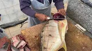Deep Water Trevally Cutting ASMR!  Amazing Skill of Frozen Trevally Cutting ASMR। Fish Cutting Skill