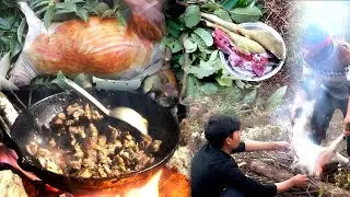 Local GOAT meat  at Night Party in the village