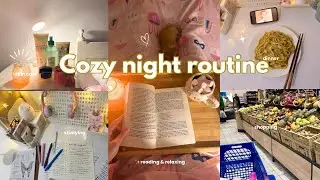 Cozy night routine 🌙| study, dinner, relaxing & productive, self care, aesthetic vlog
