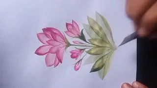 Quick lotus flower 🌷 painting 🎨 I easy onestroke flower wocol painting #video#trending 
