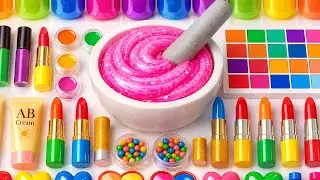 Satisfying Slime ASMR Video | DIY Making Jelly Slime Mixing Rainbow Makeup Glitters Lipstick Ball