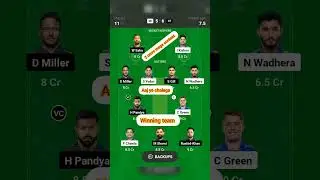 GT VS MI dream 11 team # short video # today dream 11 true team