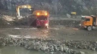 #Cat 336 Excavator Loading Overburden On 4 Axle Mercedes & MAN Trucks - Sotiriadis Mining Works - 4k