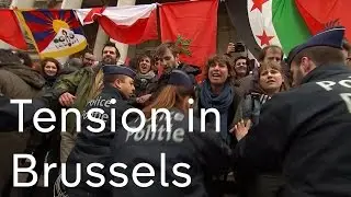 Tension in Brussels as protesters and police clash