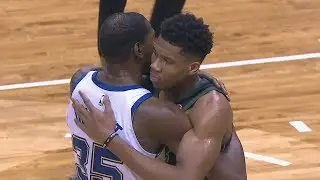 Kevin Durant vs Giannis Antetokounmpo! Durant Stepback Fake! 2017-18 Season