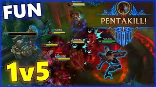 1v5 PENTAKILL and LOL FUN Moments 2022 #51