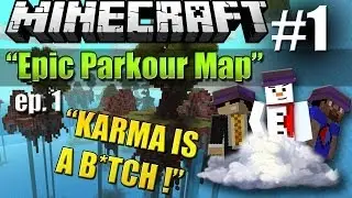 Minecraft: KARMA IS A B*TCH - Epic Parkour Map Part 1 w/ Bodil40 Vikkstar and Baki