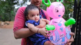 Janaki Pretend Play with her first toy | RS Plastic Inflatable toy | Toy for kids |Baby Girl Toys