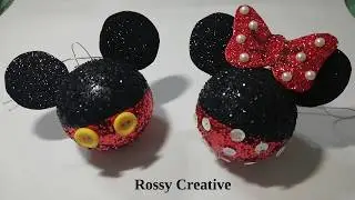 COMO HACER ESFERAS NAVIDEÑAS FACIL Y RAPIDO / MICKEY Y MINNIE NAVIDAD