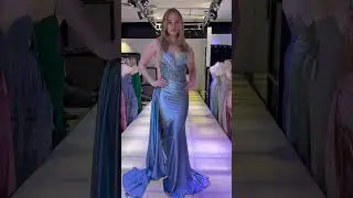 Soft Elegance: Dusty Blue Dress with Side Sash | The Dress Shop Las Vegas | Town Square