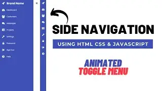 Animated Sidebar Navigation Using HTML CSS & JavaScript | Sidebar Menu | Easy Coding