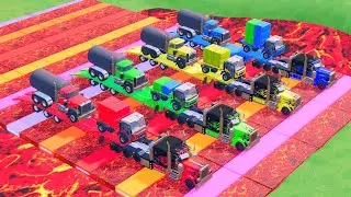 TRANSPORTING  ALL COLORFUL MINI TRUCK BALE  TRANSPORT WITH TRAILER TRANSPOTING BLACK WATER TANK FS22