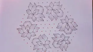 15*8 dots kolam # lotus kolam # poo kolam # muggulu rangoli # simple kolam