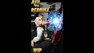 🤘 #StreetFighter  #Ryu Spars on Redbull can #shorts #shortsfeed #stopmotion  #actionfigures #capcom