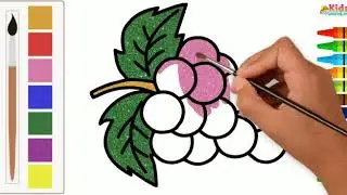 Learn to draw and color grapes | Fruit coloring pages for kids