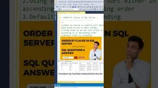 ORDER BY CLAUSE IN SQL SERVER | Check my YouTube playlist with Q&A@dataanalyticstips