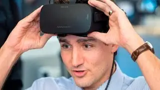 Prime Minister Justin Trudeau tries out virtual reality at Ubisoft Montreal