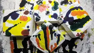 Colorful Dyed Splash Blocks🌈 C/W @PowderBloomAsmr ♥️ | Oddly Satisfying | ASMR | Subscribe 💕