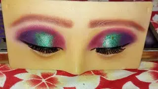 Colourful Sports Light Glitter Eye Makeup Tutorial | Sparkling Summer Look
