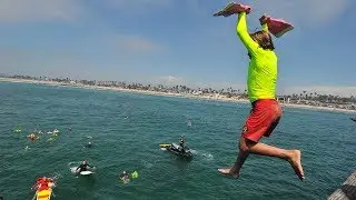 Junior Lifeguards fly off OB Pier