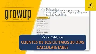 Create a table of customers from the last 30 days - CALCULATETABLE