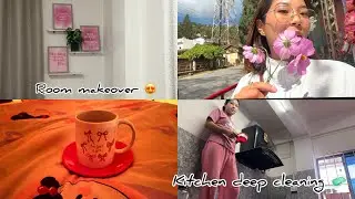 A day in my life 🫧🍒🍑#kitchendeepcleaning #roommakeover #likesharesubscribe ♥️✨