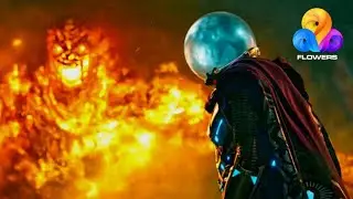 Flowers Tv | Spider Man Far From Home | Fire Monster Fight Scene | Malayalam Dubbed