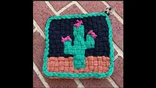 Potholder Cactus in Bloom Double Weave Pro Weaving Loom Art Southwest Desert DEBO