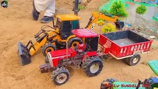 Building a Big river using Rc vehicles with concrete || Rc Jcb and Tractor construct part 5