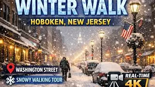 Snowy Walk Through Washington Street | Hoboken, NJ ❄️ Winter Street Walk I 4K