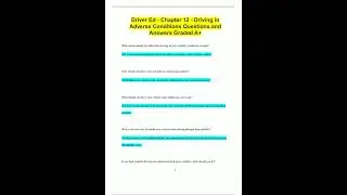 Driver Ed  Chapter 12  Driving in Adverse Conditions Questions and Answers Graded A1667