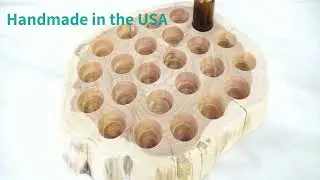 Trendy Round Extra Large Reclaimed Cedar Wood Essential Oil Bottle Holder Holds 24-25 Bottles