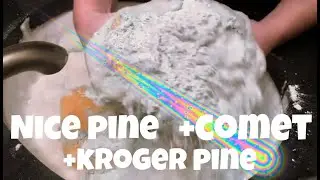 nice pine, kroger pine, and comet on 2 grout sponges asmr (RINSE INCLUDED)