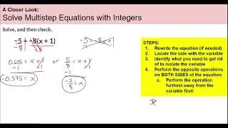 5.13A Part 2 - Solve Multistep Equations with Integers