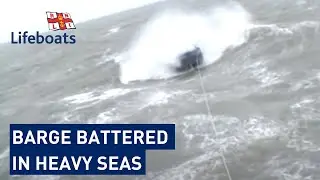 Dover RNLI volunteers rescue 65ft barge in heavy seas