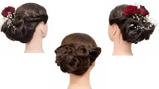 Rose flower bun hairstyle | bun hairstyle | braided bun hairstyle | long hair hairstyle | hairstyle