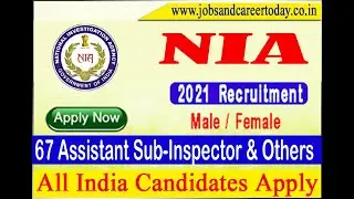 NIA Recruitment 2022 &ndash; 67 Assistant Sub-Inspector and Others▶ Apply Offline#JOB #RECRUITMENT #CAREER