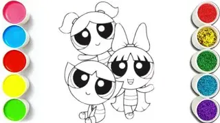 rawing and Coloring The Powerpuff Girl Fun Coloring for kids and toddlers let's draw together 