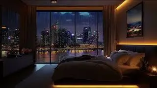🌙 Night Bedroom Ambience with City View | Soft Urban Sounds for Deep Sleep