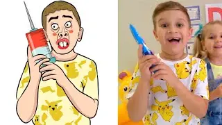 Diana and Roma - wash your hands story funny cartoon drawing memes😂 | Diana and Roma Funny video 