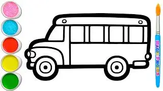 School Bus with Students Drawing, Painting, Coloring for Kids and Toddlers | Back to School #350