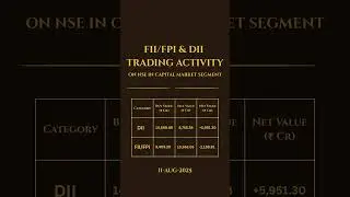 FII vs DII Activity  11 Aug 2025  Pivot Turtle #stockmarket #nifty #tradingview #trading