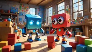 Two Tiny Robots Build a Tower | Construction Song for Kids | Baby Rhymes and Learning Songs